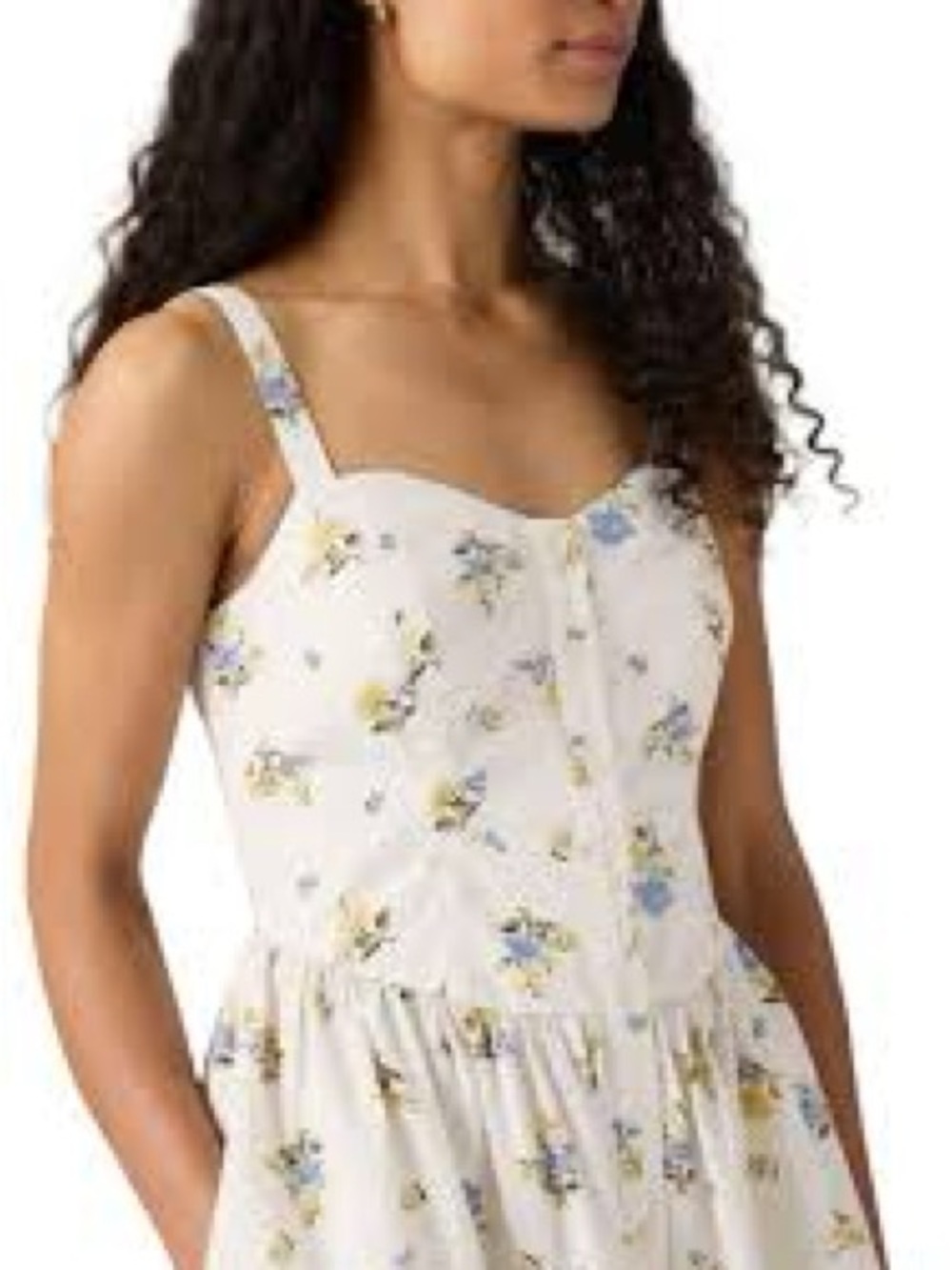 Levi’s Ivory Deirdre Egret Floral Sundress with Blue & Yellow Flowers
